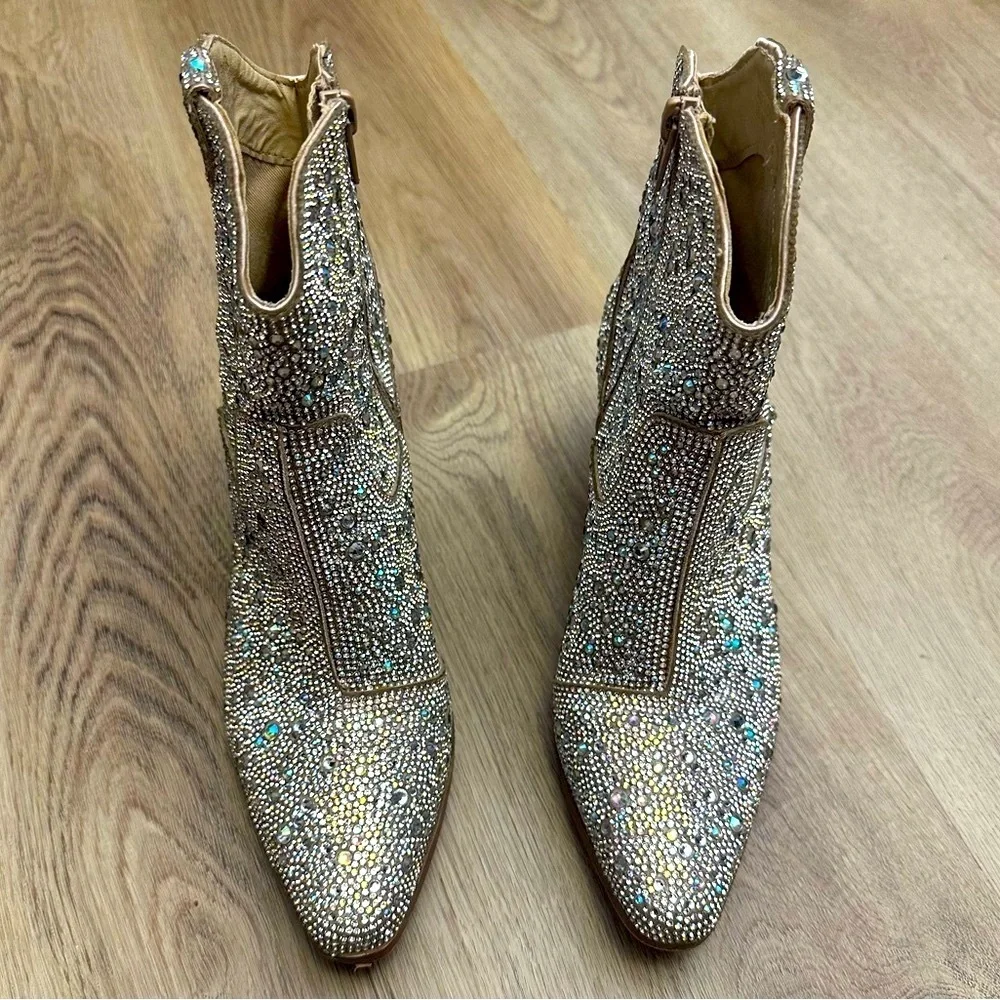 Mi.iM Angel Silver Metallic Embellished Ankle Booties